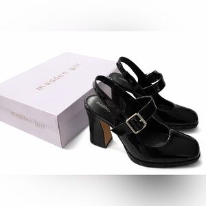 Madden Girl Shiny Black Slingback Heels